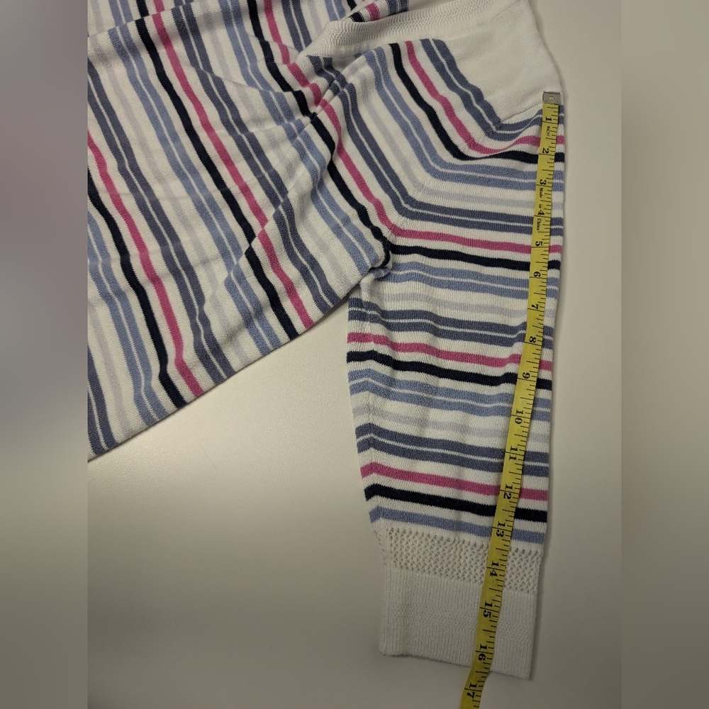 Christopher & Banks Petite Large Womens V Neck Lightweight Striped Sweater Top - Picture 9 of 11